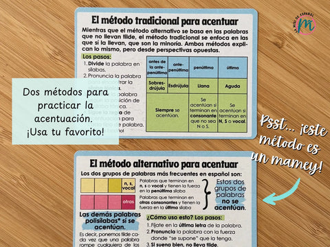 Trarjetas de practica de acentuación: Acentuar es un mamey