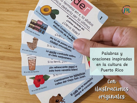 Trarjetas de practica de acentuación: Acentuar es un mamey