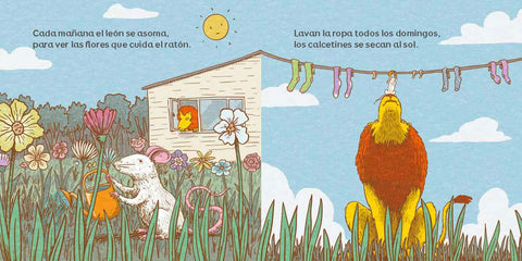 Un ratón un su cajita y un león en su cajón