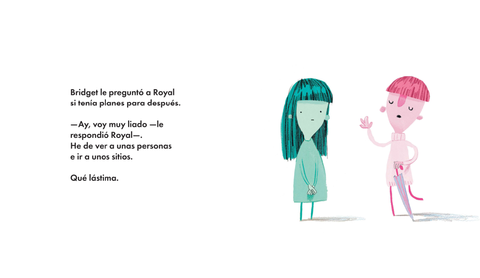 Interior de Voy muy liado: Bridget pregunta a Royal si tiene planes y él responde que está muy liado.