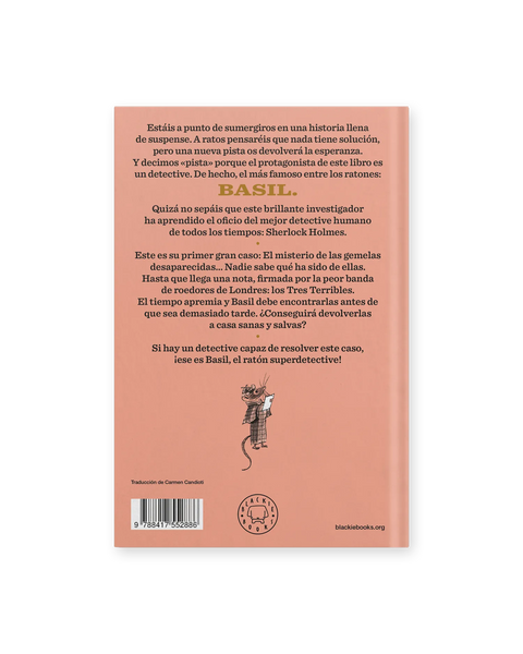 Contraportada de Basil, el ratón superdetective — Blackie Books