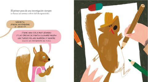 Interior de Detective Topo, doble página ilustrada por Camilla Pintonato