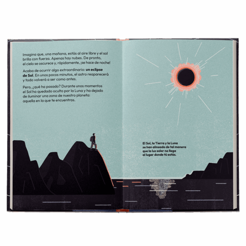 Eclipses. Cuando la luz desaparece — doble página interior sobre eclipses