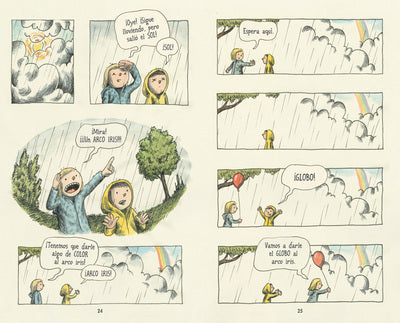 Interior de El globo grande y mojado: las hermanas juegan con un globo bajo la lluvia